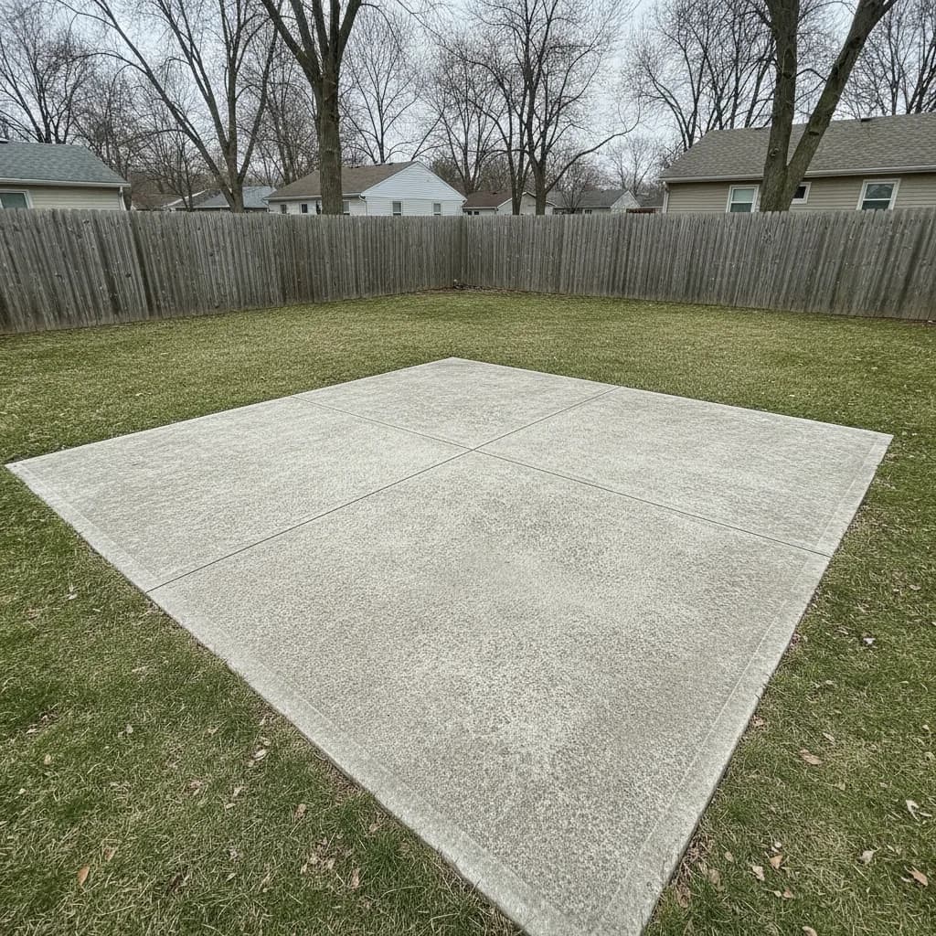 Weathered concrete patio surface being considered for resurfacing in Joliet.