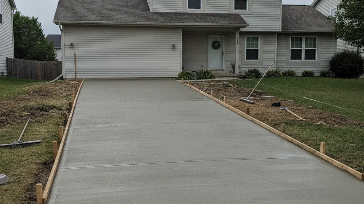 Concrete driveway replacement Joliet Illinois Will County fresh pour residential Tony