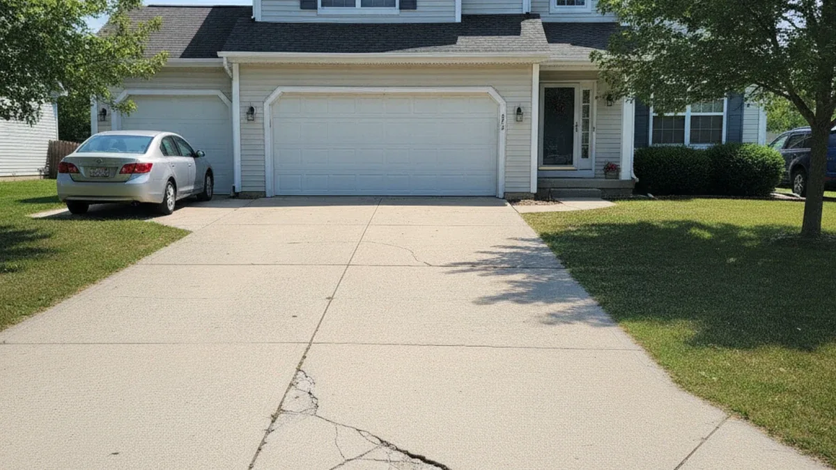Concrete driveway Shorewood Illinois Will County newer suburban construction residential Tony
